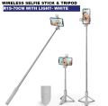 4 in 1 Selfie Stick Tripod Stand Bluetooth Shutter Size 70Cm/110CM/165CM With Light & Without Light Select from Variation with Wireless Remote Bluetooth and Mirror for Iphone & Android Vlogging light stand Traveling Tiktok Youtube. 