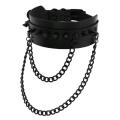Gothic  Spike Choker Chain Collar Gothic Fashion Rivet black Leather Chokers Harajuku Grunge Goth necklace girls witch cosplay. 