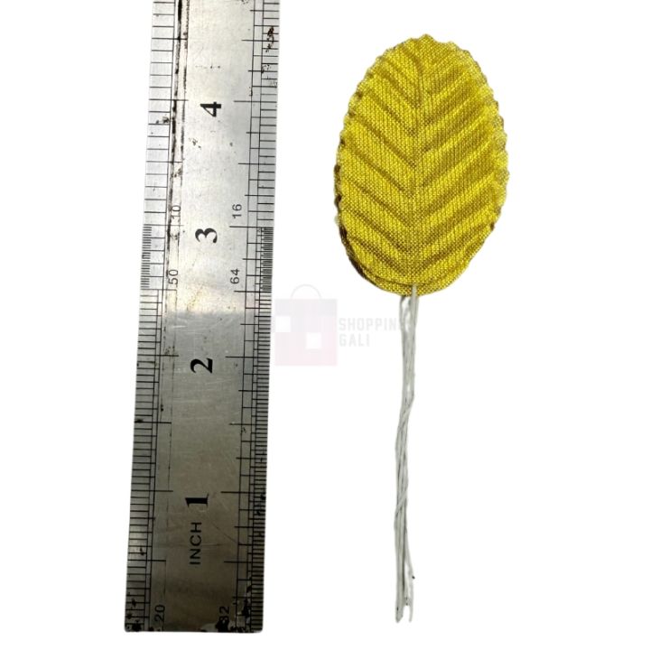 Golden Artificial Leaves - Mesh Fabric Craft Embellishments - Unisex - 7 Bunches (70 Leaves)