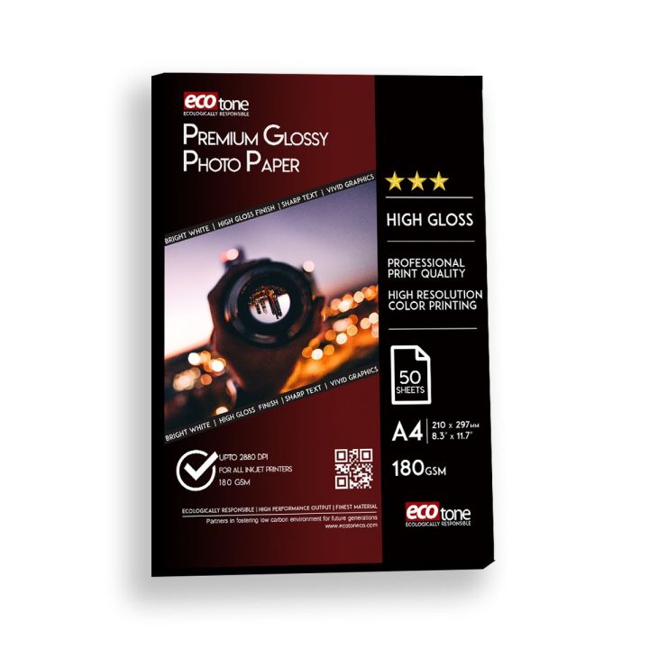 PREMIUM GLOSSY PHOTO PAPER High Gloss Professional Print Quality  High Resolution Color Printing A4 50 Sheets 115 GSM 180 GSM,200 GSM 230 GSM, 250  GSM , 300 GSM