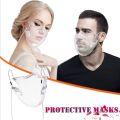 Fast to ship Transparent Face-Mask-Full-Face-Shield-with Lanyard-Anti-fog reusable durable plastic Face Shield protection with nose line Full-Eye-Face-Sunglasses-Women-Lip-Mask-sport mask sunny. 