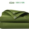 Heavy Duty Canvas Tarp Waterproof size (10ft X 10ft) USED FOR SUNSHADE AND OTHER OUTDOOR ACTIVITIES (With hooks on every 3 feet distance on sides and double stitched edge to edge borders). 