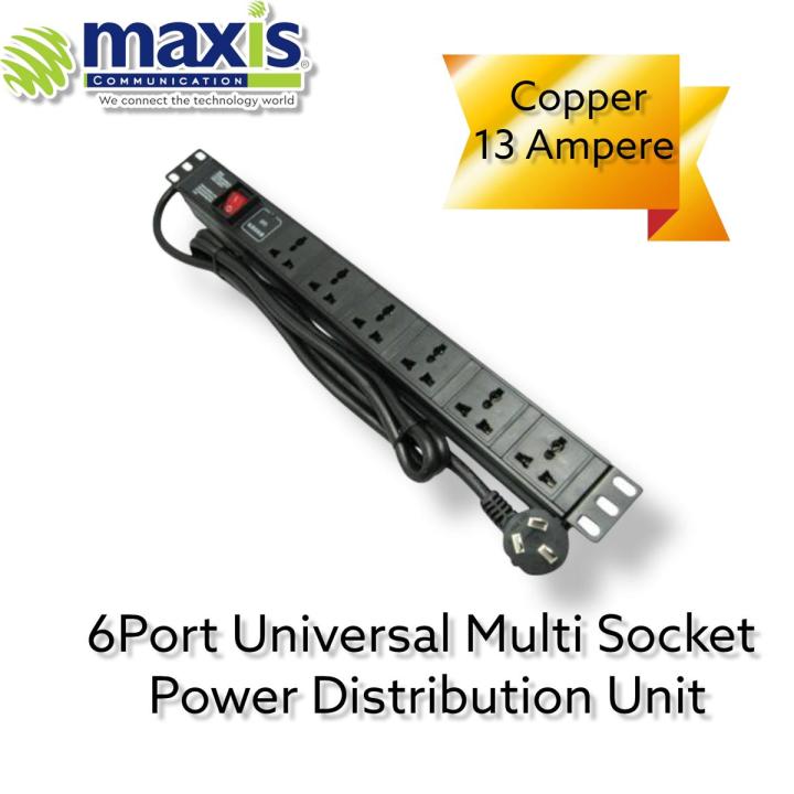 1U 19" Multipurpose socket 6port PDU rack mount power strip power distribution unit for server rack data center