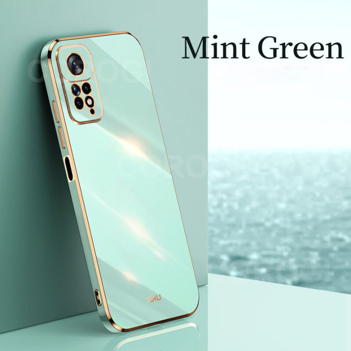 For Xiaomi Redmi Note 11 Back Cover Luxury 6D Plating Frame Shiny Bling Cases Soft Silicone Square Protective Mobile Phone Case for Girls Boy