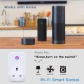 WiFi Smart Plug Outlet Switch Timer Power Socket, Compatible with Amazon Alexa, Google Assistant, IFTTT with APP Remote Control, Turn on/Off Switch, LED Indicator for Home Appliances. 