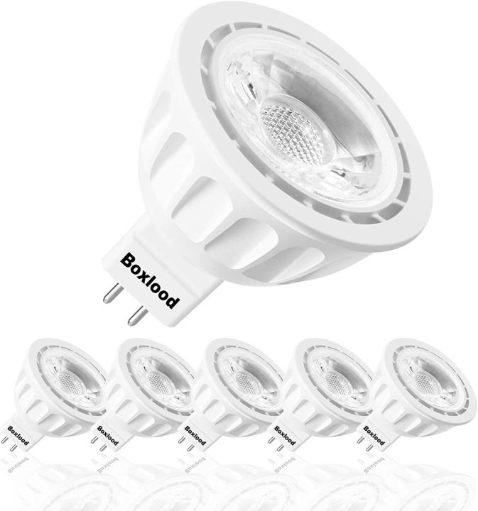 Boxlood MR16 LED Light Bulb Non Dimmable Comply with UL, 90% Energy Saving, 3000K Warm White, 40 Degree Beam Angle, AC/DC 12V, 5 Watts, 50W Halogen Bulb Equivalent, GU5.3 Bi-Pin Base, 6-Pack