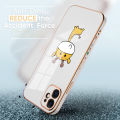 Hontinga for Infinix Note 11 Pro / Note 11S Back Cover（Free Lanyard）Luxury 6D Plating Cartoon Giraffy Side Pattern Case Soft Silicone Square Phone Cases. 