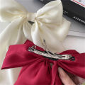Elegant Bow Ribbon Hair Clip Fashion Simple Solid Satin Spring Clip Hair Pin Retro Headband with Clips Girls Hair Accessories Mzea. 