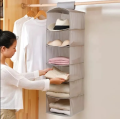 Household Essentials Cedarline 6-Shelf Hanging Closet Organizer, Heavy-Duty Cotton Canvas, Breathable, Versatile, Compact, Perfect for Rod or Wire Closets, Natural. 