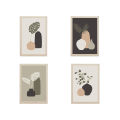 Set of 4 Trendy Design Shapes Framed Art Prints with Glass 12 x 8 Inches Wall Art Posters for Wall Decor Wall Hangings - White Frame | Ready To Hang. 