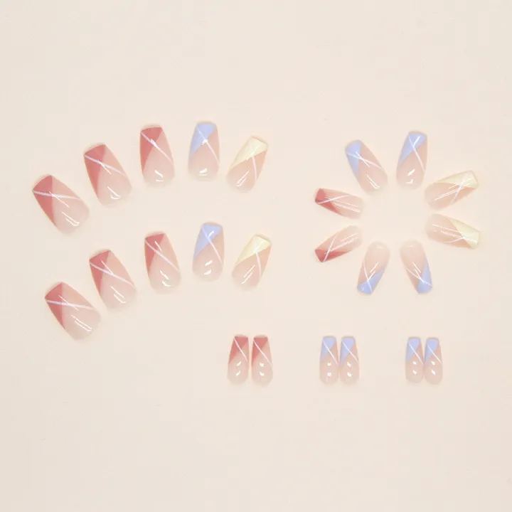 24Pcs%20Spring%20Day%20Fresh%20Fake%20Nails%20with%20Glue%20DIY%20Art%20Design%20False%20Nails%20Wearable%20Nails%20Stylish%20Pattern%20Artificial%20Nails%20-%20Image%203