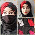 Black Red 6D Double Clr Combination Turkish Hijab. 