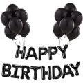 Happy Birthday Banner 16 Inch Foil Birthday Sign Birthday Balloons With 12 Black Latex Balloons Perfect For Birthday Party Decorations(black). 