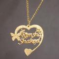 Personalized/Customized Heart/Crown/Butterfly Design Double Name 24K Gold Plated Pendant Necklace For Both - Custom Necklace - Name Necklace - Shabnam Work Necklace- Gift Item - New Arrival. 