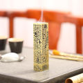 Retro Incense Burner Vertical Zen Buddha Heart Sutra Pillar Vintage Metal Incense Holder Home Office Decoration Qingyue. 