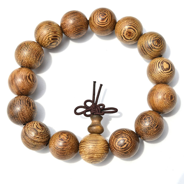 New 15mm Wood Tibet Buddha Buddhit Prayer Bead Bracelet Mala Bangle Writband