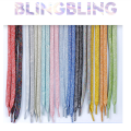 1Pair Fashion Glitter Shoelaces Colorful Flat Shoe laces for Athletic Running Sneakers Shoes Boot 1CM Width Shoelace Strings. 