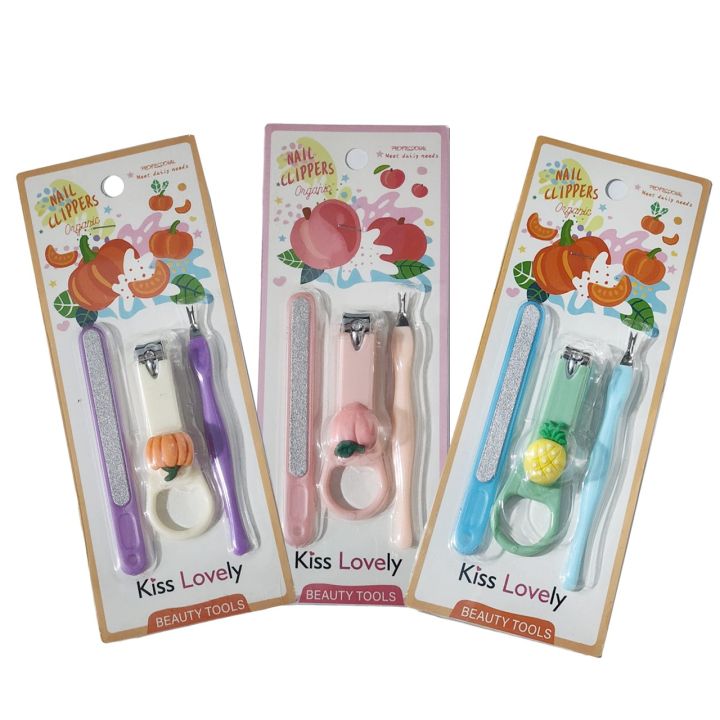 Kiss Lovely 3pcs Pedicure Tools Stainless Steel Pink Nails Clippers Pedicure Set For Woman BX3702