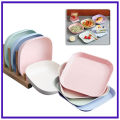 10 Pcs Plastic Plates With Stand, Multi-function Dish,Square Lightweight Wheat Straw Plates, Deep Dinner Dishes, Camping Dinnerware for Serving pasta fruit. 