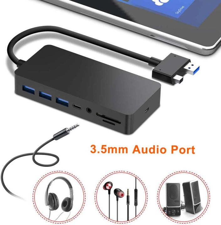 Microsoft Surface Pro Dock for Surface Pro 4/Pro 5/Pro 6 USB Hub Docking Station with Gigabit Ethernet, 4K HDMI VGA DP Display, 3xUSB 3.0, Audio Out, USB C, SD/TF Card Slot Combo Dock Only for Surface Pro 4/5/6