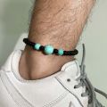 Ankle Bracelet for Men, Handmade Braided Black Rope Chain Anklets Gift for Man Boys, Casual Summer Beach Holiday Surfer Jewelry. 