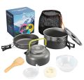 New Portable Cooking Set Outdoor Picnic Camping Cookware set Mess kit Folding Cooking set stainless steel Lightweight 10/11 Piece Durable Pot Pan Bowls Spark with Nylon Bag for camping Hiking Backpacking Outdoor Cook Equipment Set with Teapot SY-300. 