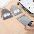 Grey Non-Woven Fabric Dustproof Drawstring Bag, Travel Shoe Storage Bag, Breathable Storage Pouch With Visual Window. 