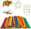 Colorful Educational Straw Constructor Building Set for Kids 3-8 Years - Stem Toy for Creative Building, Imagination, and Fine Motor Skills Development - Ideal Gift for Boys and Girls, 5 Colorful Straws. 