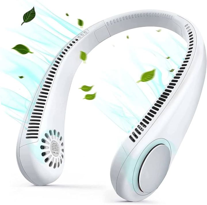 Super Strong Rechargeable USB Bladeless Neck Fan: Portable Dual Cooling Fan for Outdoor Sports, Home, Office, and Travel - Super Quiet Personal Fan with Strong Airflow - Summer Cooling Fan