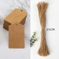 50pcs Kraft Paper Tags Kraft paper Cards with Strings Wedding Birthday Christmas Party Gift Tag Cookie Packaging Supplies. 