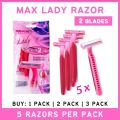 Original MAX Lady Razor 5 piece Bikini Razor Woman Razor Shaver Safety Female Hair Removal Double Blades Hair Razor Machine Mini Shaving Razor. 