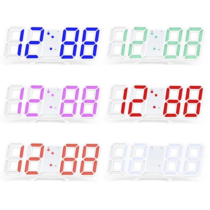 3d Led Digital Clock Wall Deco Glowing Night Mode Adjustable Electronic