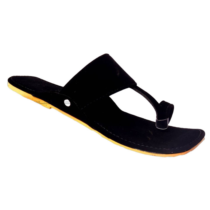Shaheen Black Velvet Kolapuri Chappal For women And Girls LKP8V