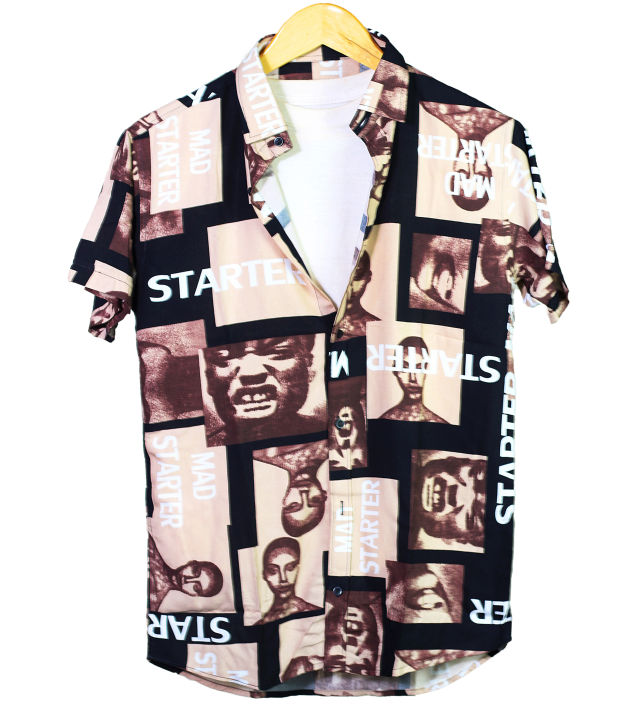 Auditors%C2%AE%EF%B8%8F%20Mens%20Casual%20Boski%20Linen%20Summer%20Half%20Sleeves%20Printed%20Shirt%20Black%20Colour%20100%25%20Pure%20Boski%20Linen%20Fabric%20-%20Code%20AMS-235%20-%20Image%202