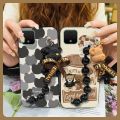 Back Cover Cartoon Phone Case For Google Pixel 4XL Bear bracelet protective case Black pearl pendant Waterproof cute. 