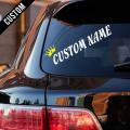 custom name car sticker- back glass sticker- white vinyl sticker- 8x3 inch- easy peal and paste- waterproof- car accessory - send name in chat box. 