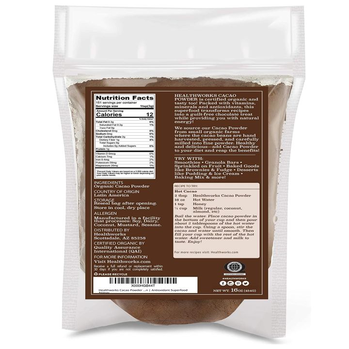 Healthworks%20Cacao%20Powder%20(16%20Ounces%20/%201%20Pound%20454g)%20%7C%20Cocoa%20Chocolate%20Substitute%20%7C%20Certified%20Organic%20%7C%20Sugar-Free,%20Keto,%20Vegan%20&%20Non-GMO%20%7C%20Peruvian%20Bean/Nut...%20-%20Image%202
