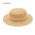 Fashion Women Natural Wheat Straw Hat Ribbon Tie 7cm Brim Boater Hat Derby Beach Sun Hat Cap Lady Summer Wide Brim Protect Hats. 