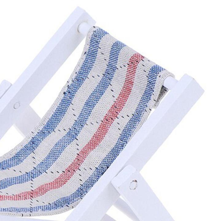 HelloWorld Foldable Deckchair Realistic Mini Wooden Deckchair DIY Decoration