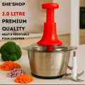 Manual Stainless Steel Multifunctional 2L Hand Push Chopper – 4 Curved Stainless Steel Blades, Meat & Vegetable Cutter, Portable Food Processor Bowl, Easy to Clean, Ideal for Kitchen Use. 