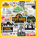 10 / 15 Pcs Civil Engineering Sticker Pack – Construction, Tools, Site Life – Laptop Stickers, Stickers, Decals, Mobile Stickers. 