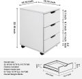 3-Drawer Vertical Filing Cabinet Rolling Wood Mobile File Cabinets Under Desk for Home Office with Casters. 