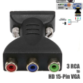 2X 3RCA RGB Female to HD 15-Pin VGA Style Component Video Jack Adapter Conventer. 