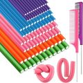 10 Pieces Flexi Curling Rods No Heat Hair Curlers Rod 9.45 Inch Hair Curlers for Medium and Long Hair (5 Colors). 