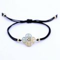 Gold Color Micro CZ Four Leaf Clover Crosses Black Rope Bracelet Men Boys Girls Love Red Thread Couples Bracelet Women Jewelry. 