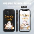 Jizetin for OPPO F19 Pro / A94 Case Side Design Phone Cover Lovely Cat Animals Print Edges Small Pattern Liquid Silicone INS Style Trend Case. 