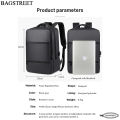 BAGSTREET 15.6 Laptop Backpack with USB Port, Water Proof, Shock Proof, Unisex Travelling Backpack - Black. 