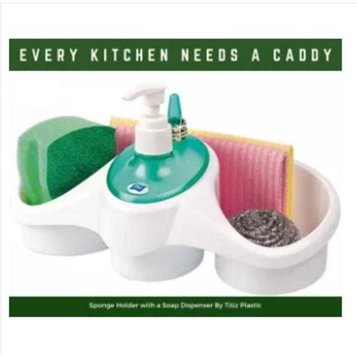 Multipurpose Soap Dispenser and Sponge Holder, Detergent Dispenser, Bathroom and Kitchen Liquid Detergent and Soap Container BPA Free Durable Material