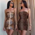Fashion Women Dress Leopard/Tiger Print elastic Waist Mini dress. 