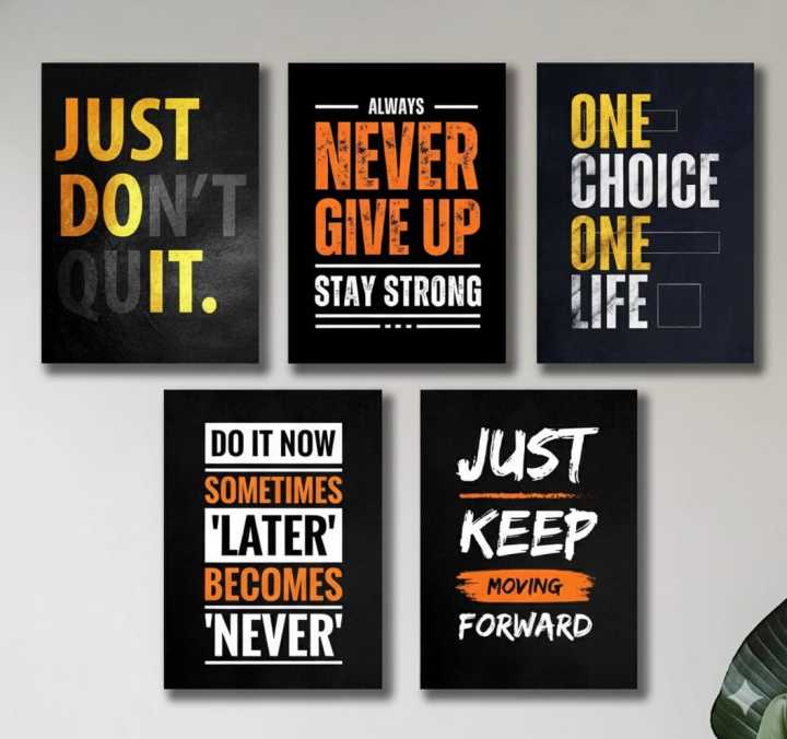 Set of 6 Motivational Sticky Canvas Frames for Wall Decor ...